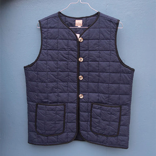 CRAFT SISTERS Quilted Waistcoat Navy Blue
