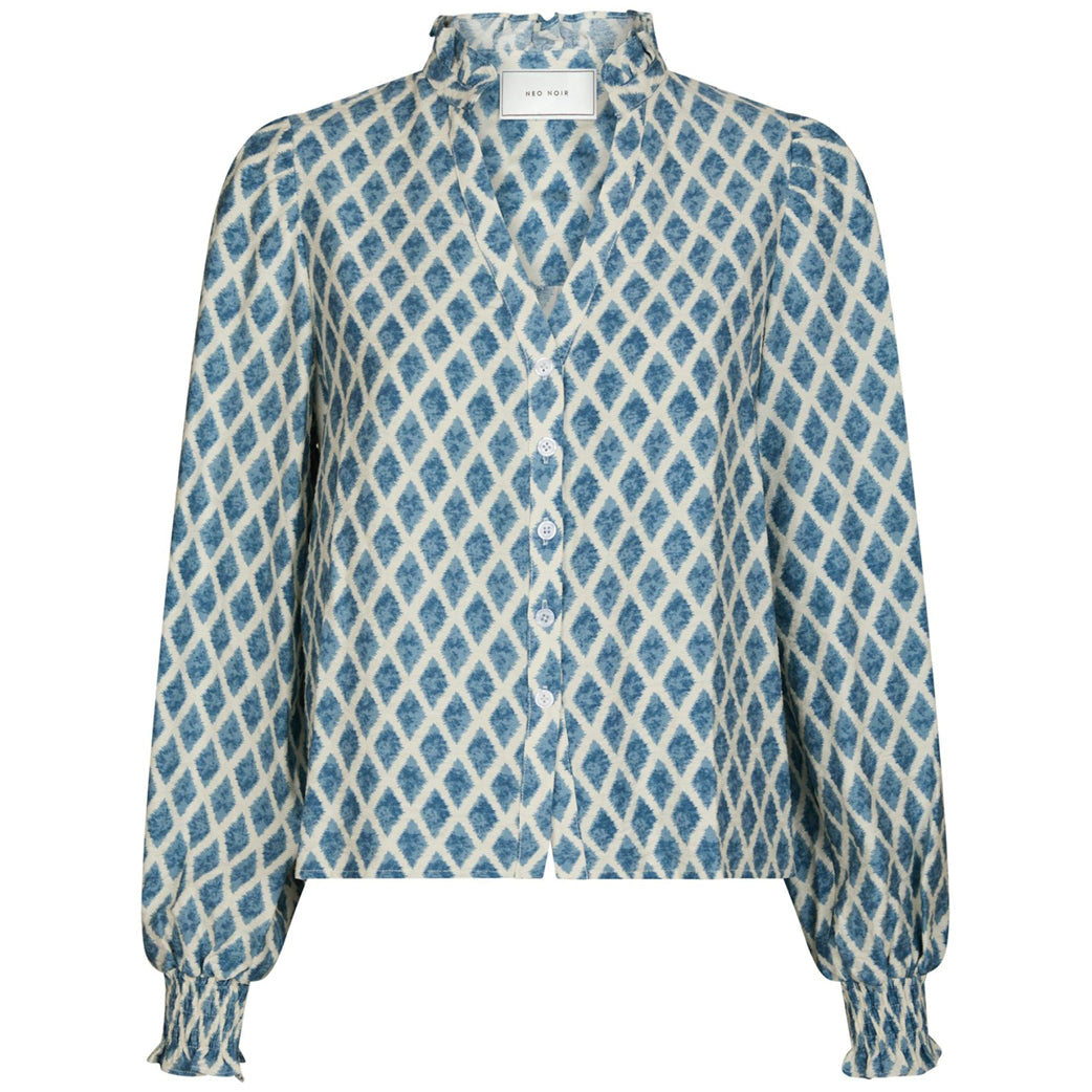 NEO NOIR Delsie Print Blouse Smoke Blue