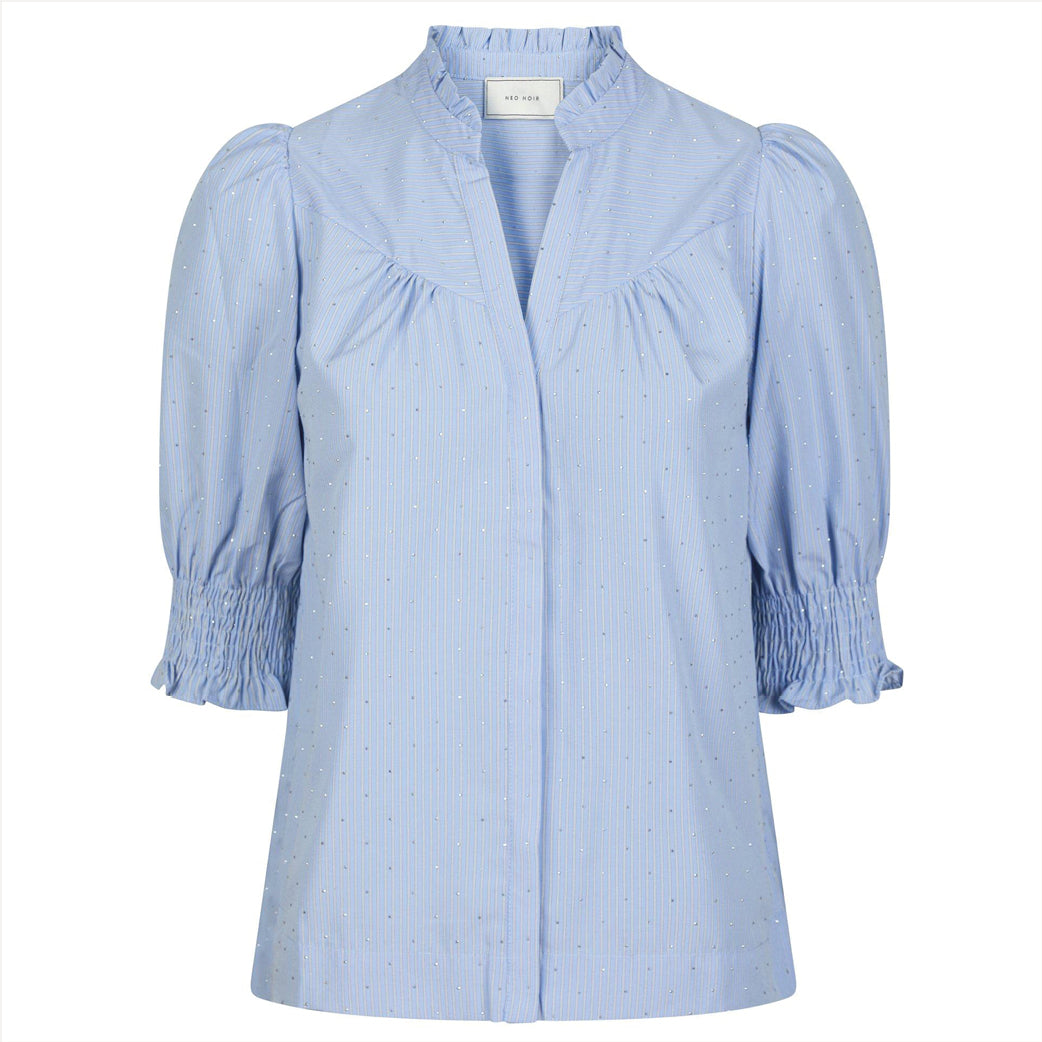 NEO NOIR Diana B Stripe Stone Blouse Light Blue