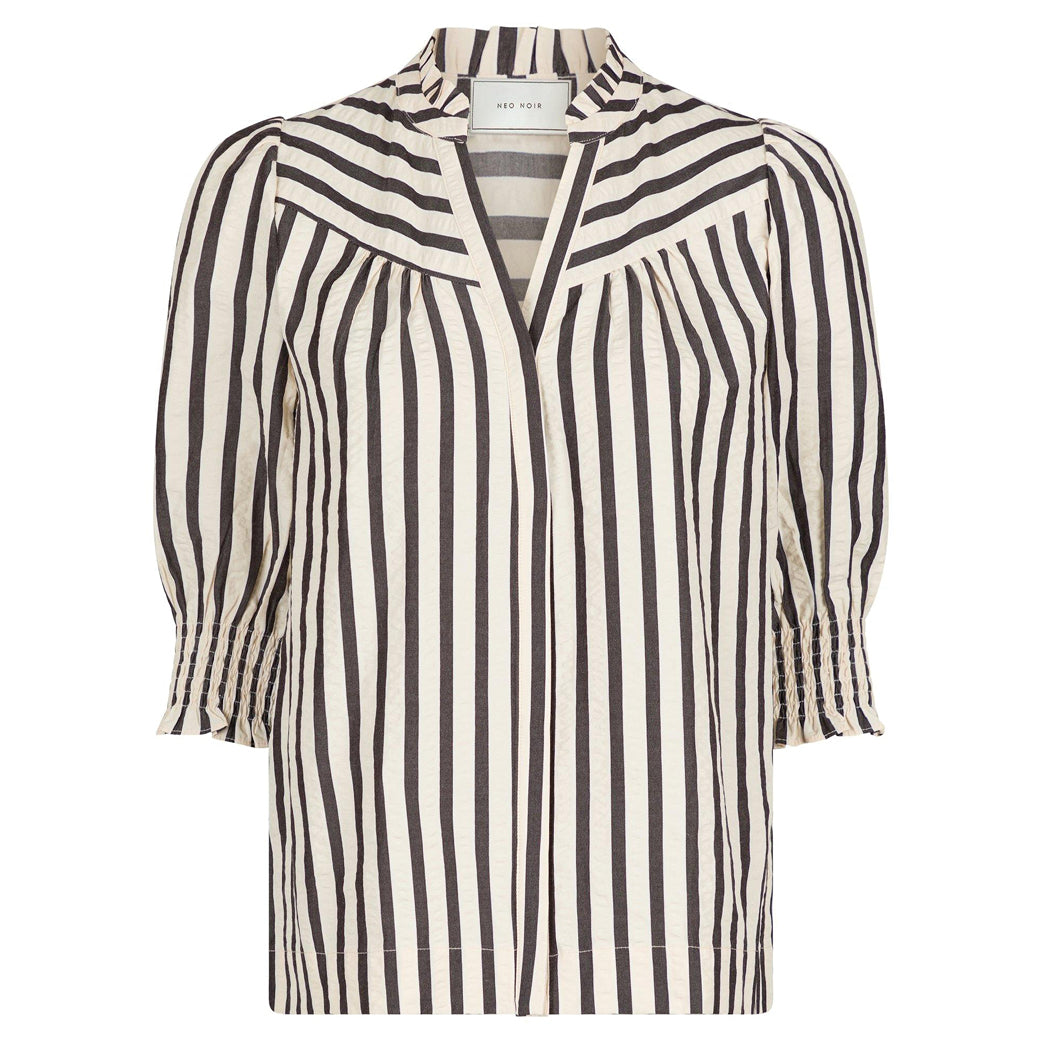 NEO NOIR Diana Contrast Stripe Blouse Creme