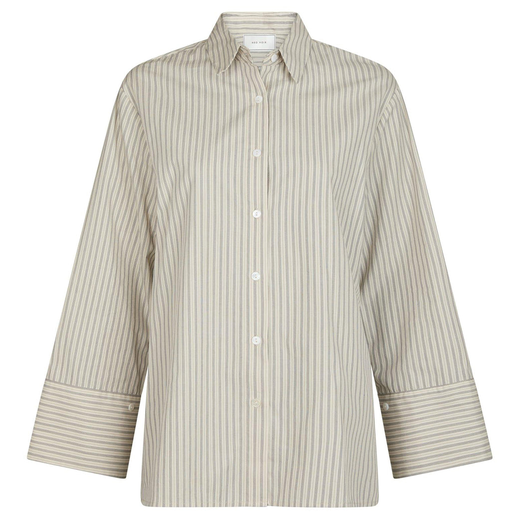 NEO NOIR Dita Double Stripe Shirt Creme