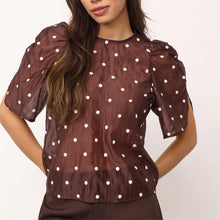 Indlæs billede til gallerivisning CO' COUTURE Dita Dot SS Blouse Dark Brown
