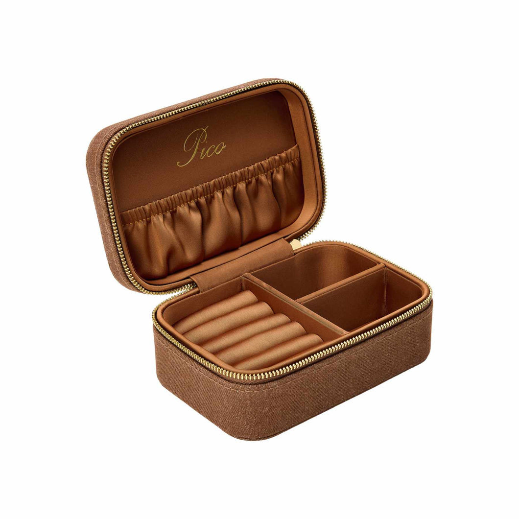 PICO COPENHAGEN Large Jewerly Box Cognac Denim