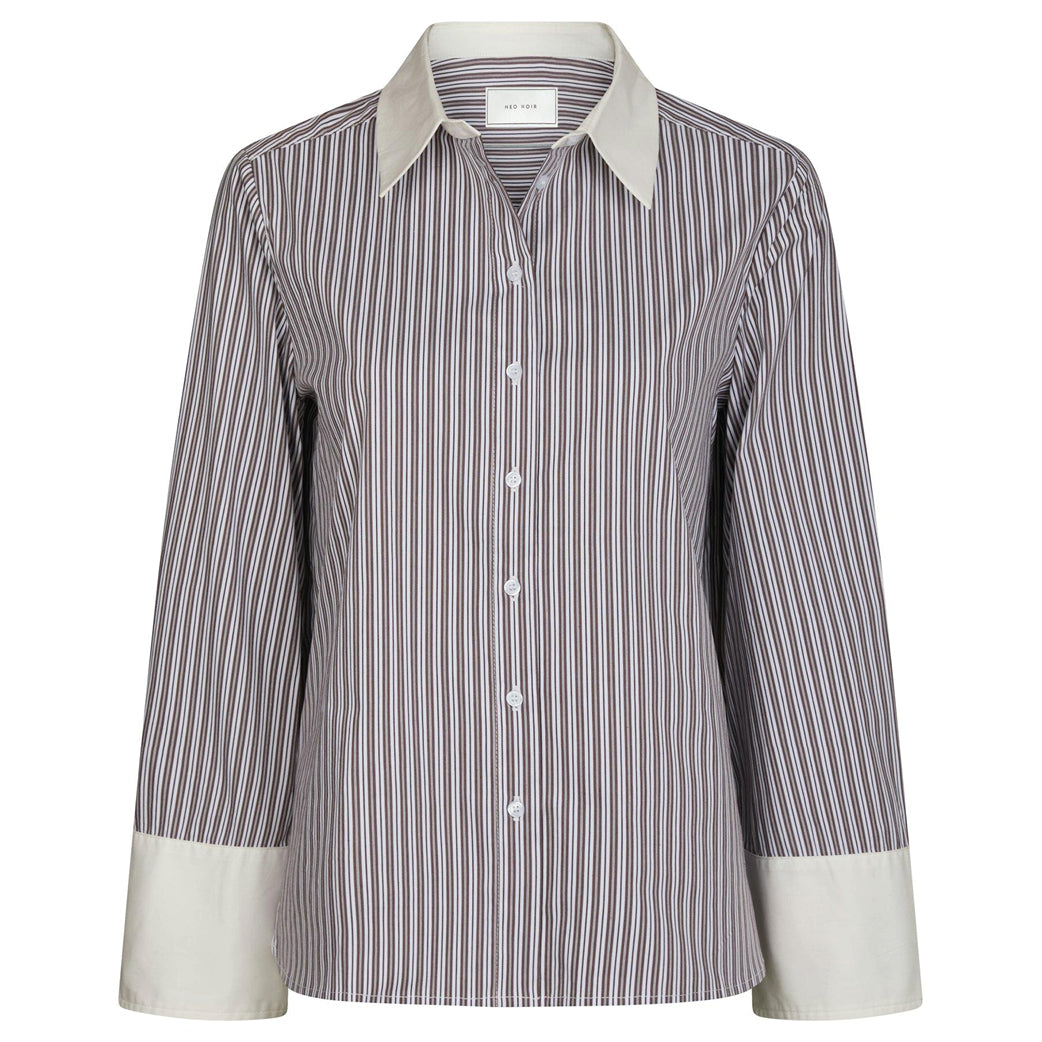 NEO NOIR Dranila Stripe Shirt Brown