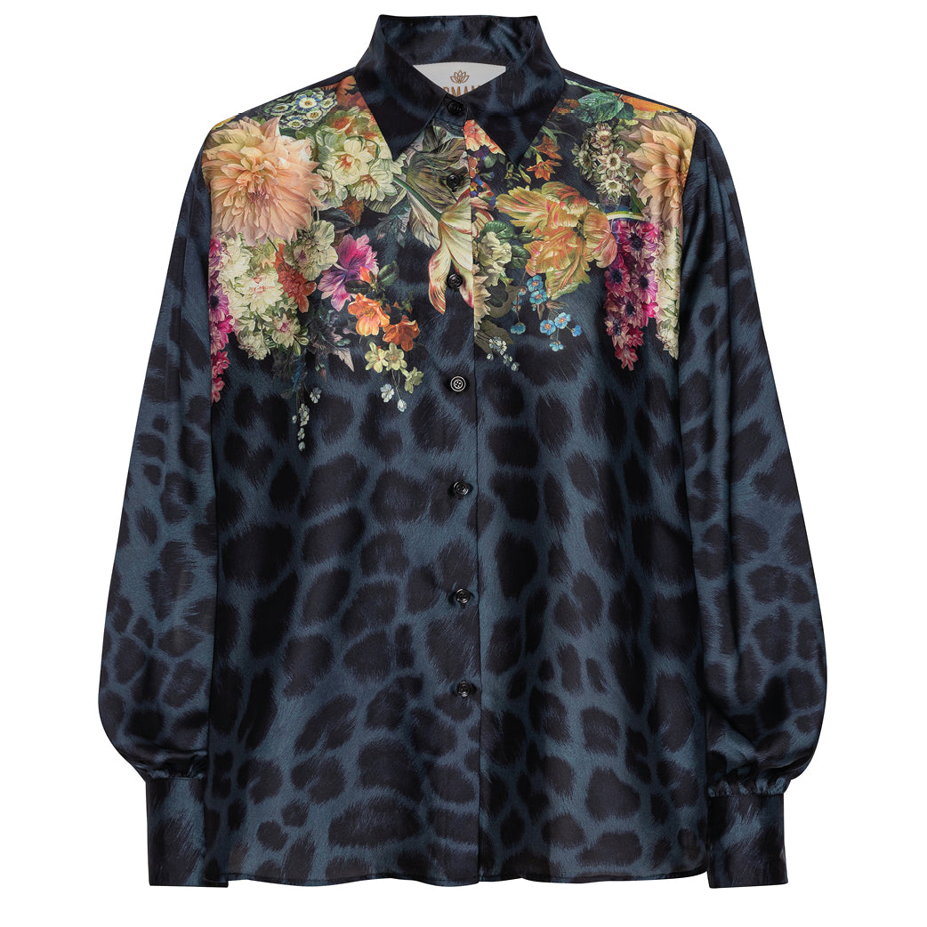 KARMAMIA Elle Shirt Navy Flower Leopard