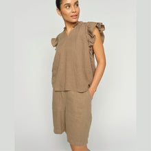 Indlæs billede til gallerivisning MOS MOSH Emmie Linen Bermuda Shorts Petrified Oak
