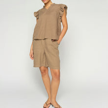 Indlæs billede til gallerivisning MOS MOSH Emmie Linen Bermuda Shorts Petrified Oak
