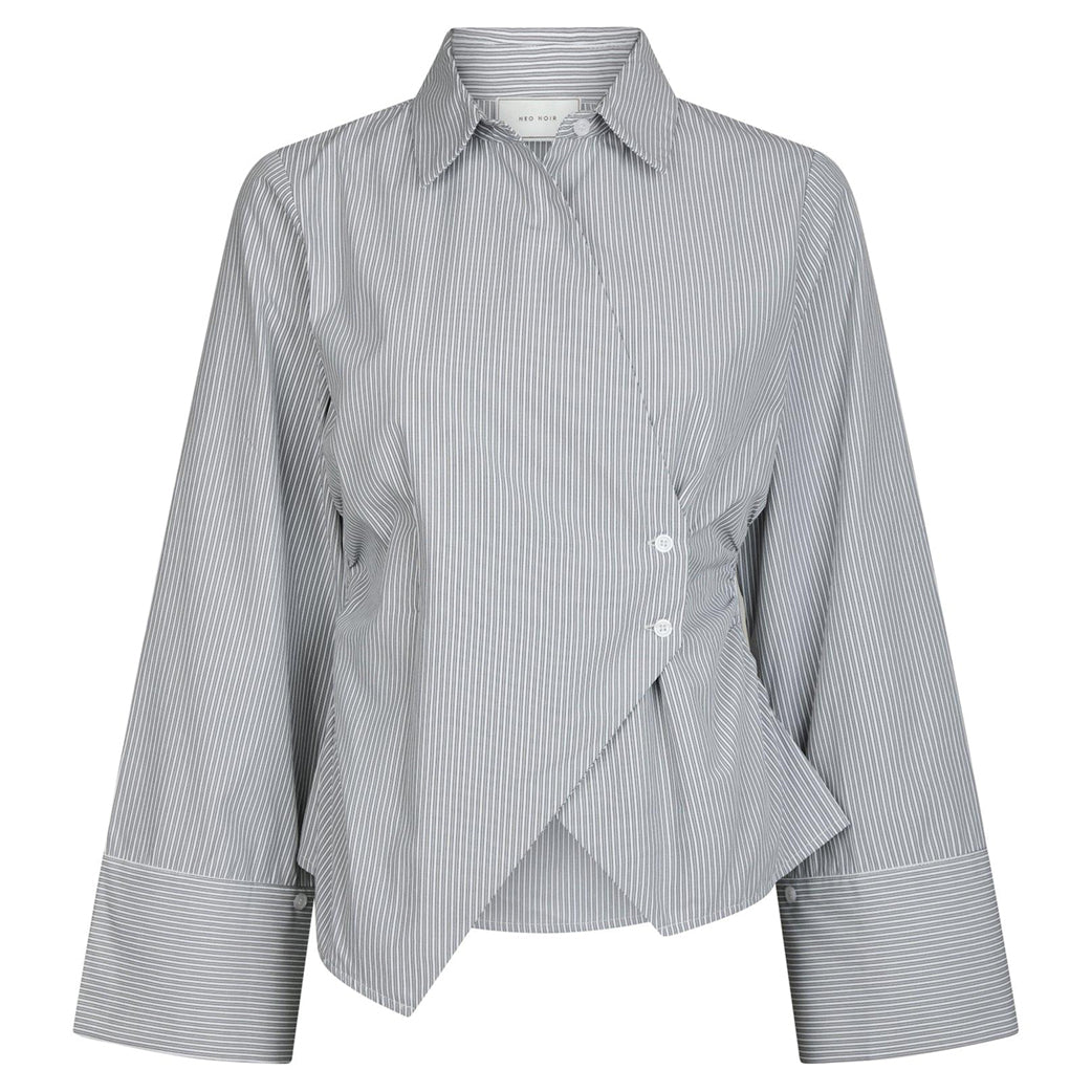NEO NOIR Fenli Striped Shirt Grey