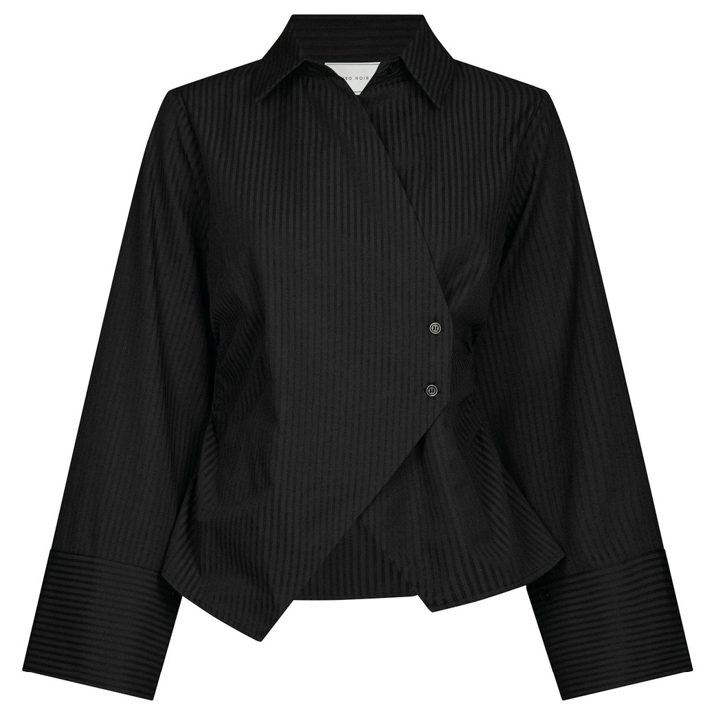 NEO NOIR Fenli Tone Stripe Shirt Black