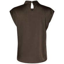 Indlæs billede til gallerivisning NEO NOIR Fleur Drapy Satin Blouse Dark Brown
