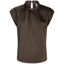 Indlæs billede til gallerivisning NEO NOIR Fleur Drapy Satin Blouse Dark Brown
