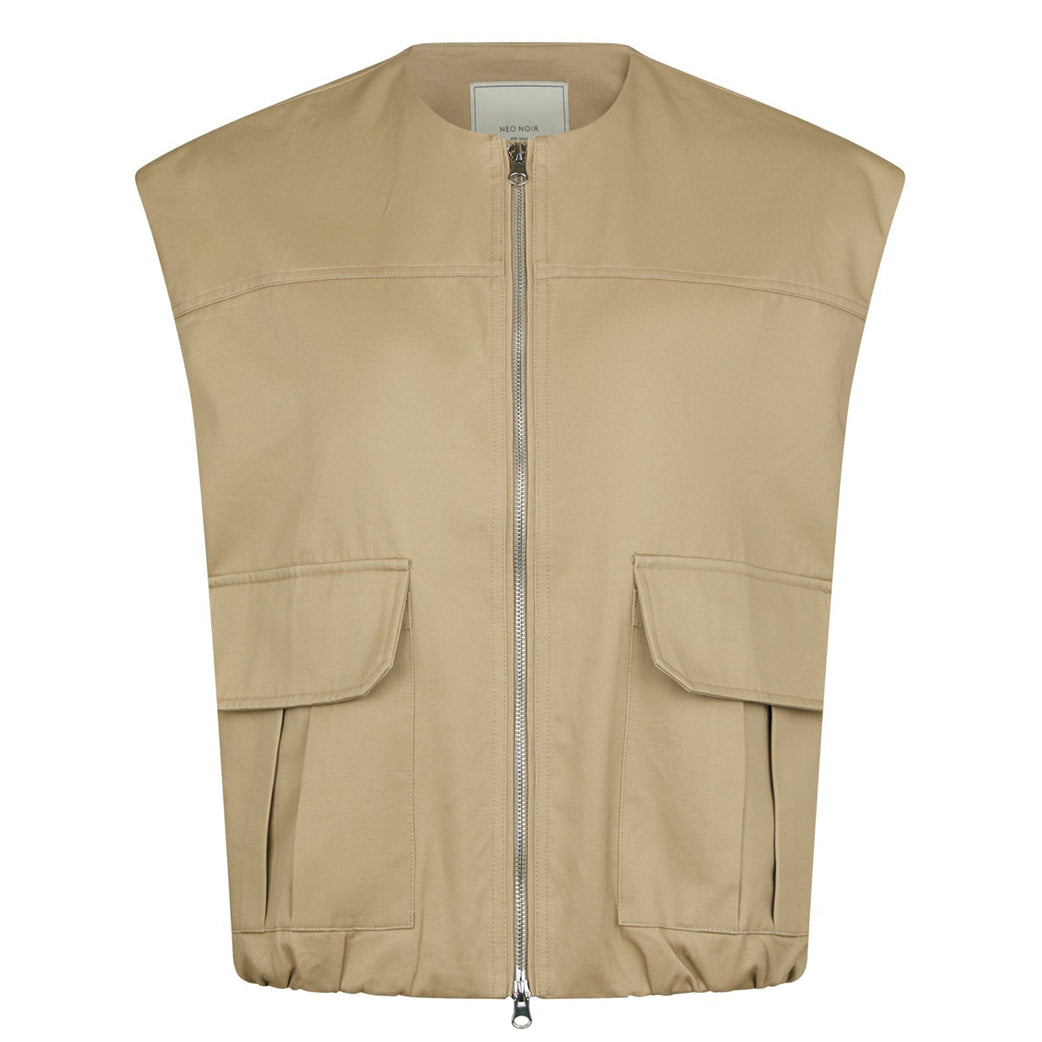 NEO NOIR Flo Balloon Twill Vest Taupe
