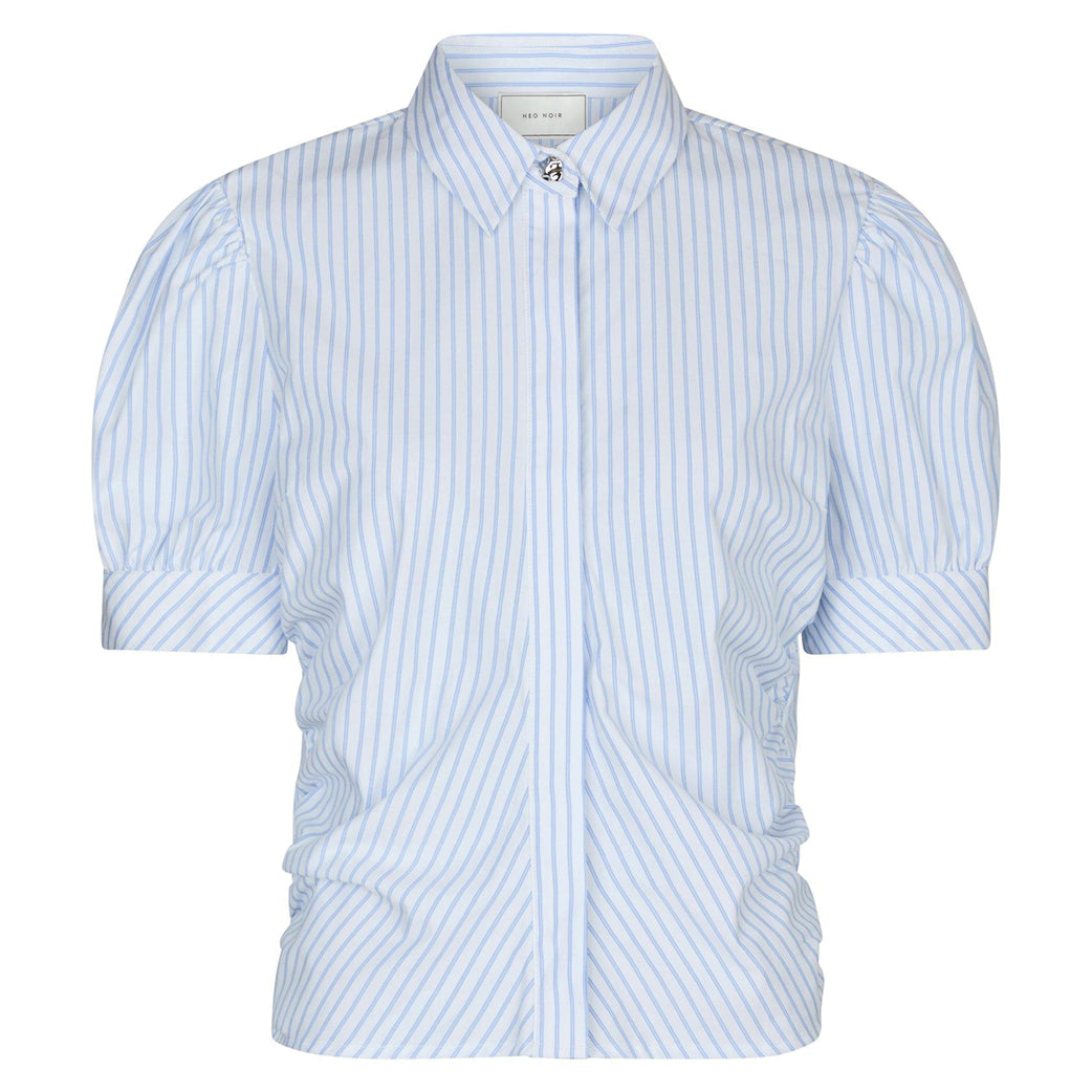 NEO NOIR Frannie Stripe Shirt White/Light Blue