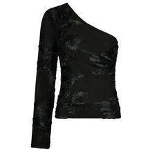 Indlæs billede til gallerivisning NEO NOIR Friana Big Flower Mesh Blouse Black

