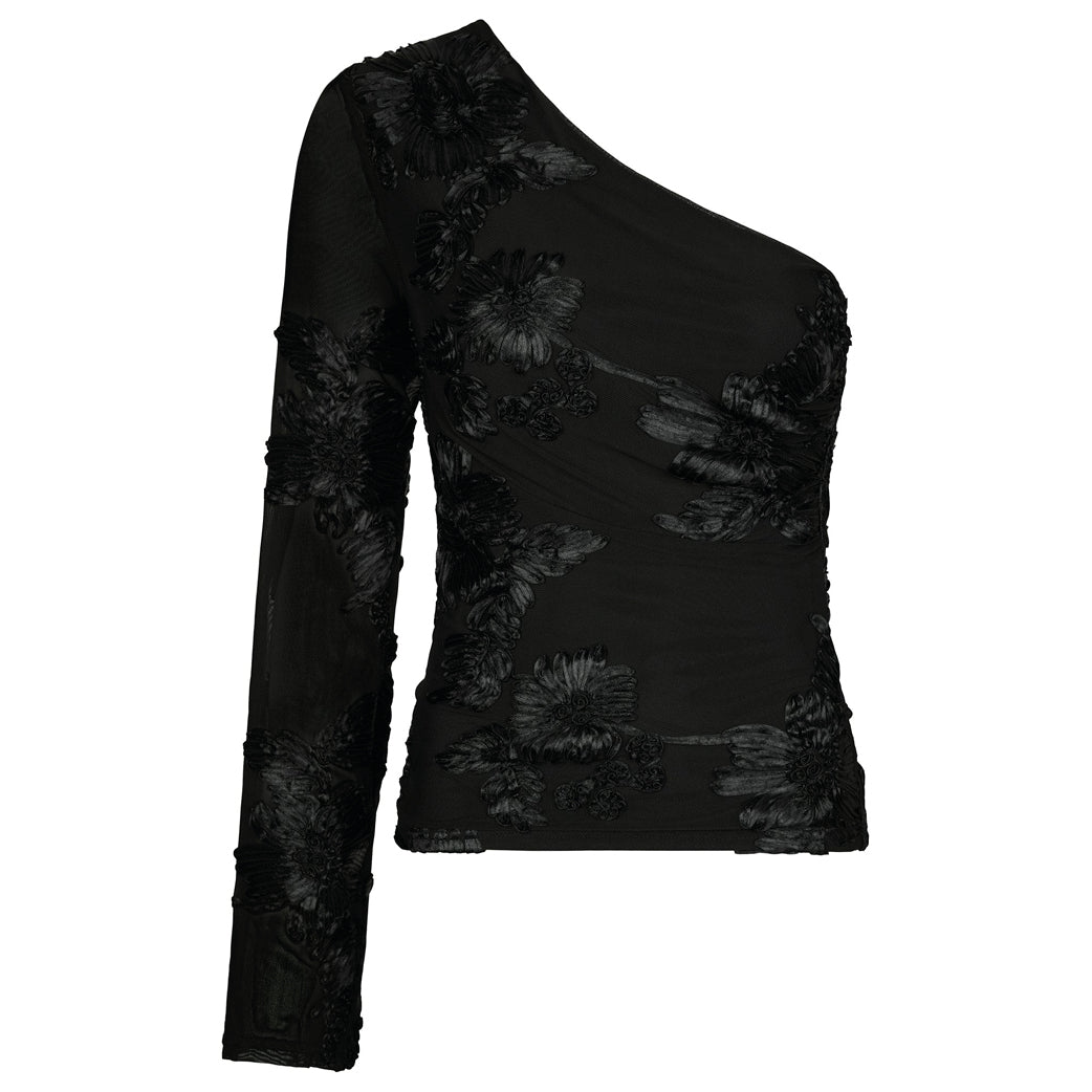 NEO NOIR Friana Big Flower Mesh Blouse Black