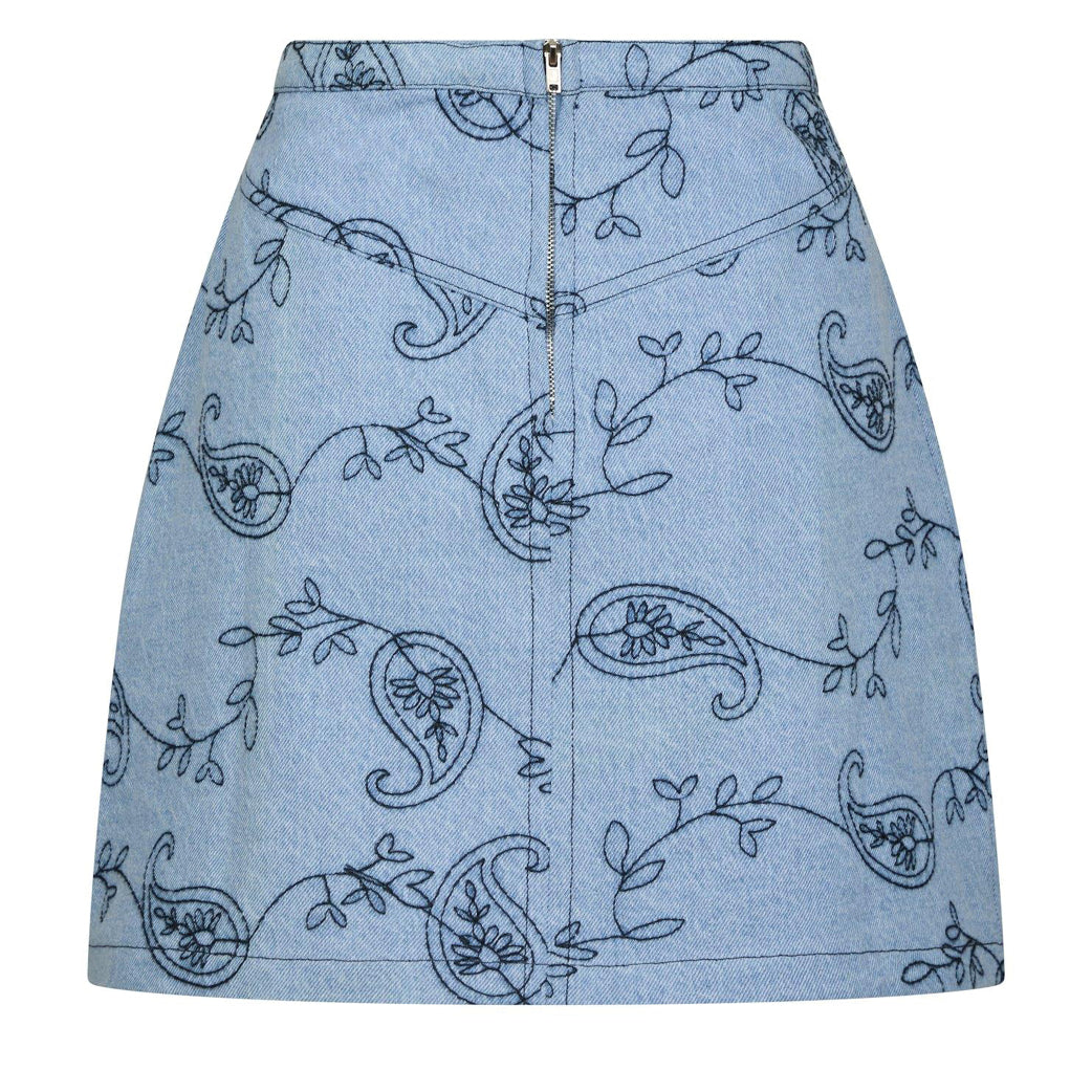 NEO NOIR Gabani Embroidery Denim Skirt