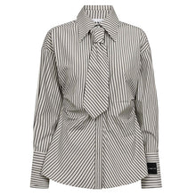 Indlæs billede til gallerivisning HAUTE L'AMITIÉ Gemma Tie Stripe Shirt Beige
