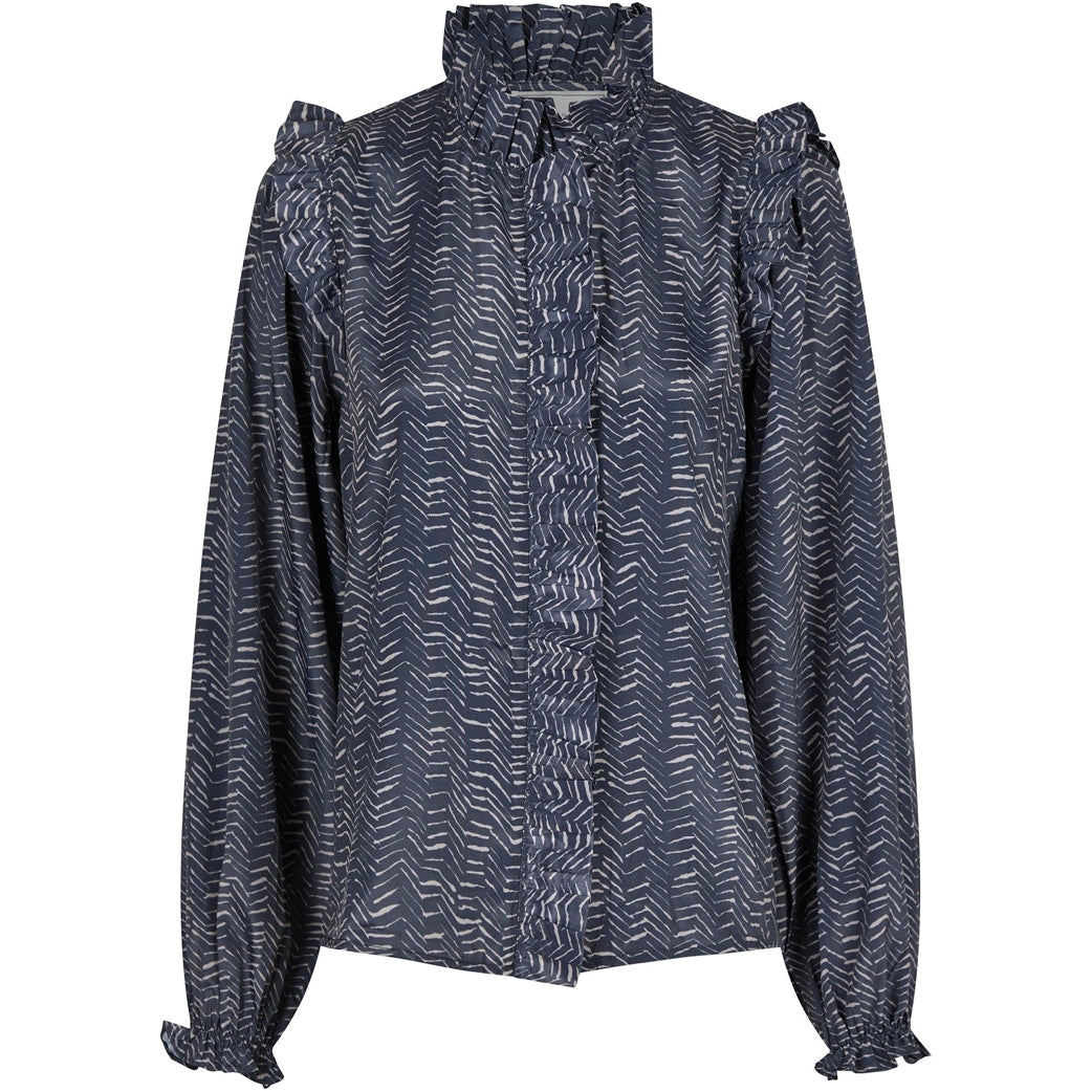 NEO NOIR Gemmi Zigzag Duo Blouse Midnight Blue