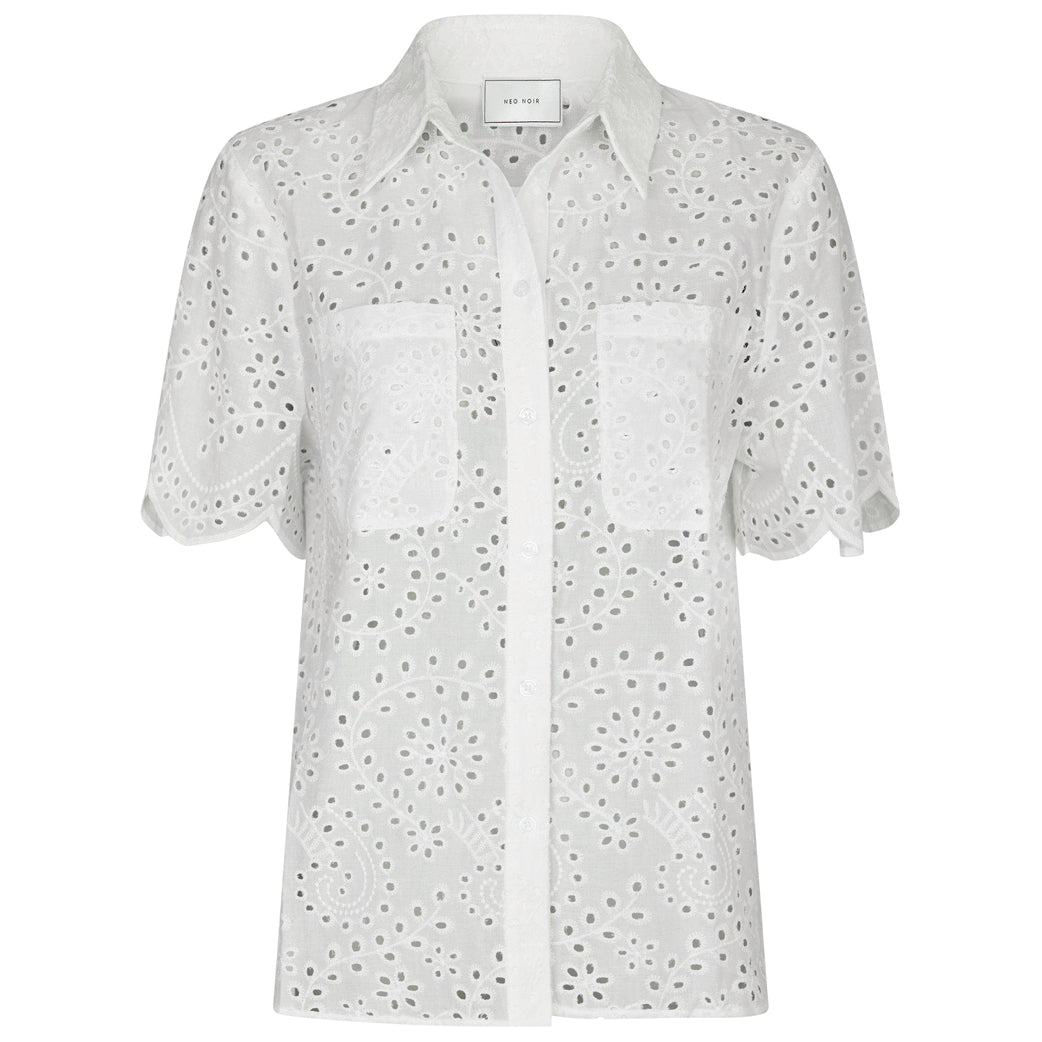 NEO NOIR Gessie Embroidery Shirt Hvid