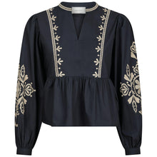 Indlæs billede til gallerivisning NEO NOIR Ginia Emb Blouse Navy
