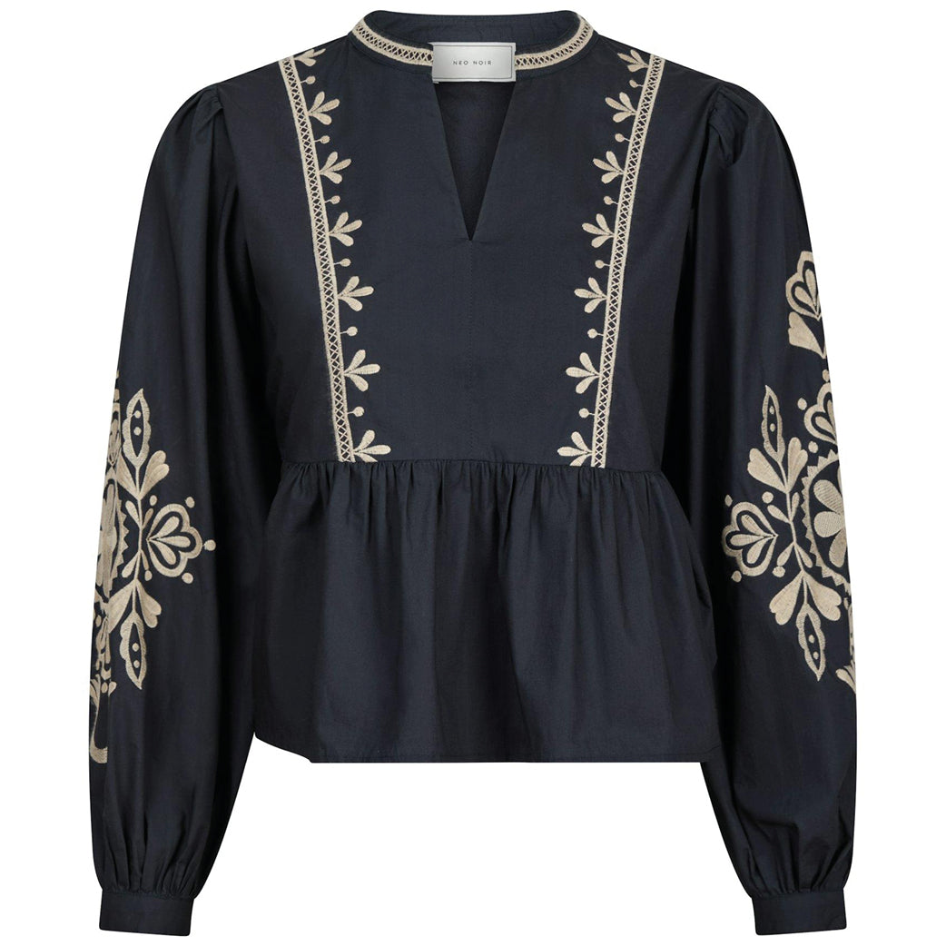 NEO NOIR Ginia Emb Blouse Navy