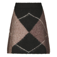 Indlæs billede til gallerivisning NEO NOIR Gisa Check Fluff Knit Skirt Dark Brown
