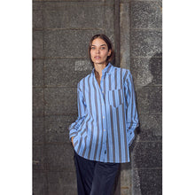 Indlæs billede til gallerivisning HAUTE L&#39;AMITIE Button Down Stripe Shirt Blue Navy
