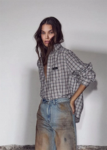 Indlæs billede til gallerivisning HAUTE L'AMITIE Button Down Mini Check Shirt Off White/Beige

