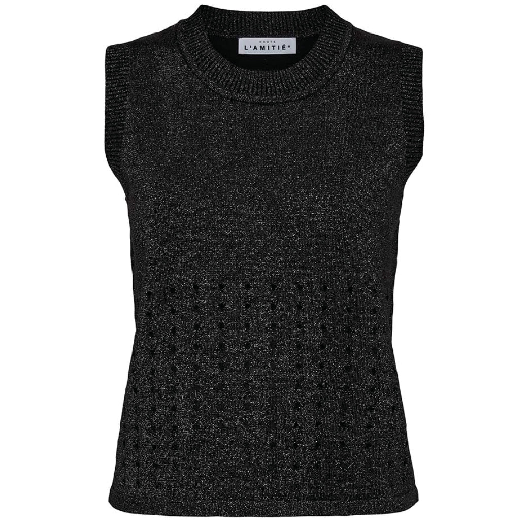 HAUTE L'AMITIE Hole Lurex Knit Top Sort