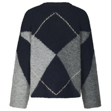 Indlæs billede til gallerivisning NEO NOIR Inga Check Fluff Knit Blouse Navy
