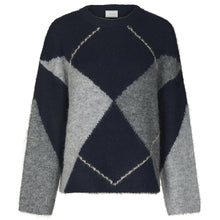 Indlæs billede til gallerivisning NEO NOIR Inga Check Fluff Knit Blouse Navy
