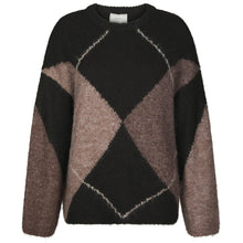 Indlæs billede til gallerivisning NEO NOIR Inga Check Fluff Knit Blouse Dark Brown
