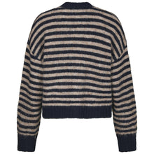 Indlæs billede til gallerivisning NEO NOIR Isana Stripe Fluffy Knit Cardigan Navy Striped
