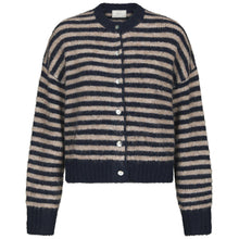 Indlæs billede til gallerivisning NEO NOIR Isana Stripe Fluffy Knit Cardigan Navy Striped
