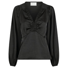 Indlæs billede til gallerivisning NEO NOIR Istana Heavy Sateen Blouse Black
