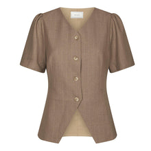 Indlæs billede til gallerivisning NEO NOIR Jules Pinstripe Blouse Taupe
