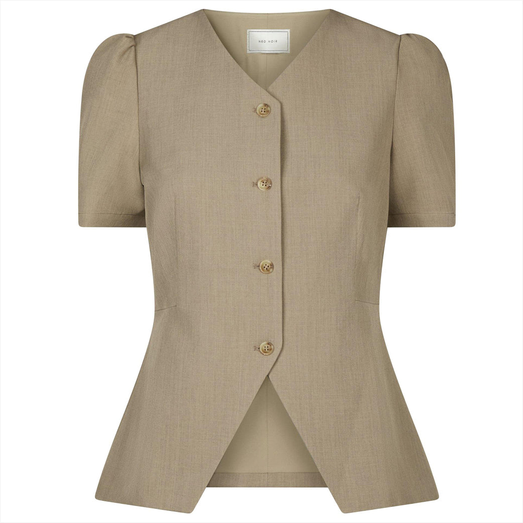 NEO NOIR Jules Structure Blouse Dark Taupe