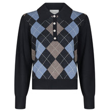 Indlæs billede til gallerivisning NEO NOIR Julina Check Knit Blouse Navy
