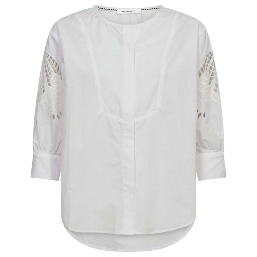 CO' COUTURE Kellise Lace Cut Shirt White