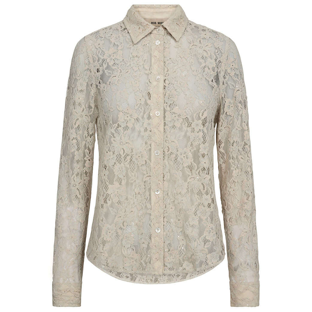 MOS MOSH Kether Lace Sequin Shirt Summer Sand