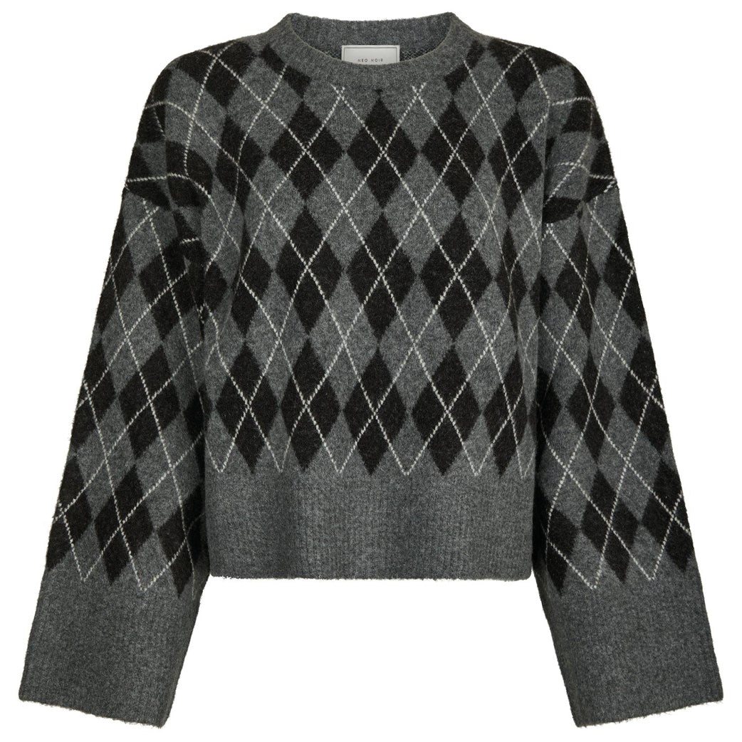 NEO NOIR Kick Check Knit Blouse Antracit