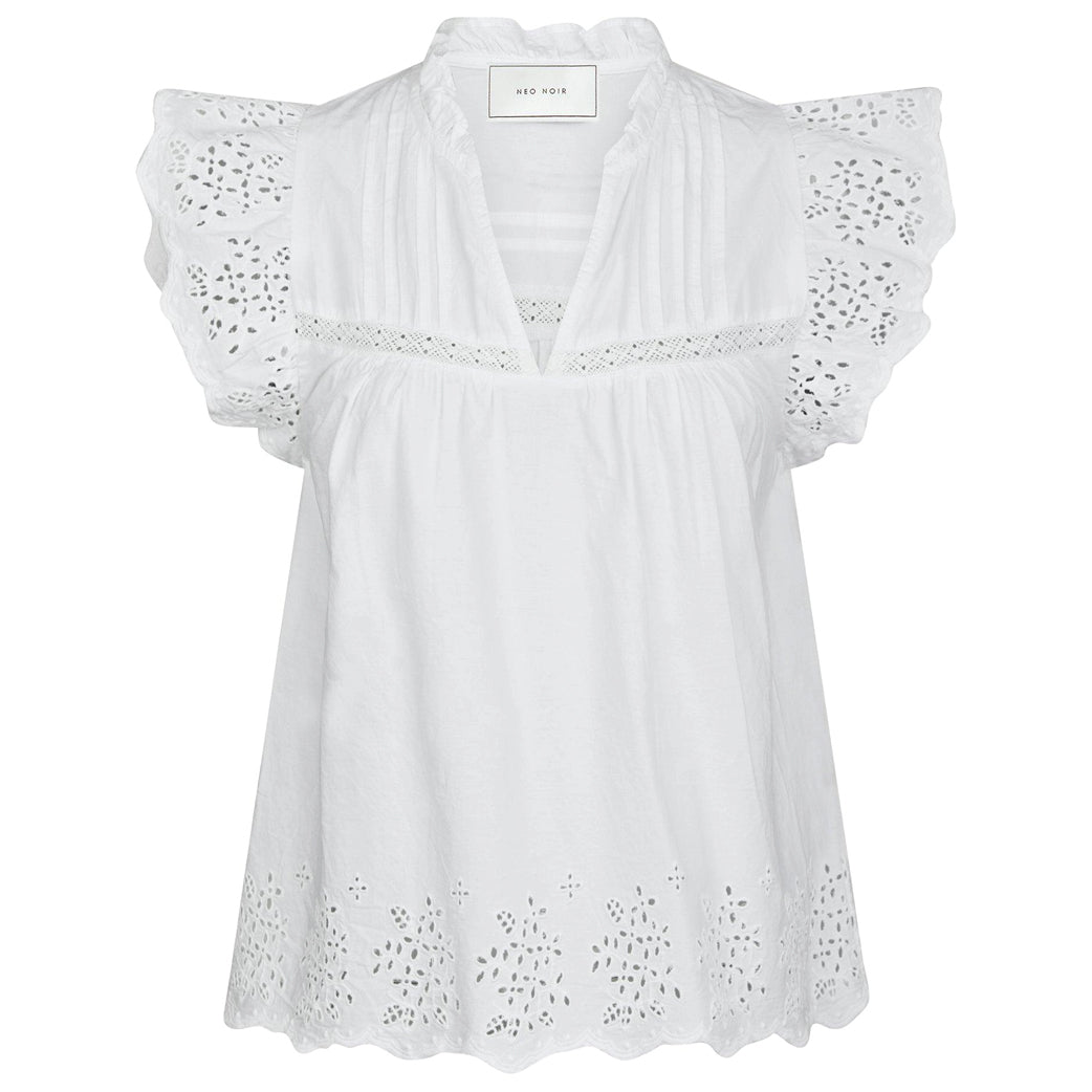 NEO NOIR Kyoti Embroidery Top White