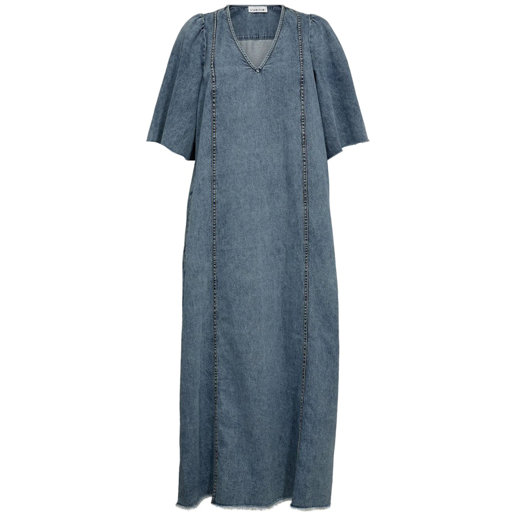 HAUTE L'AMITIE Denim Raw Hem Dress Denim Blue