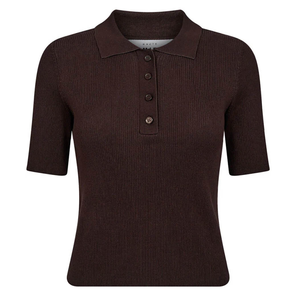 HAUTE L'AMITIE Piccolo Polo Rib Knit Mocca