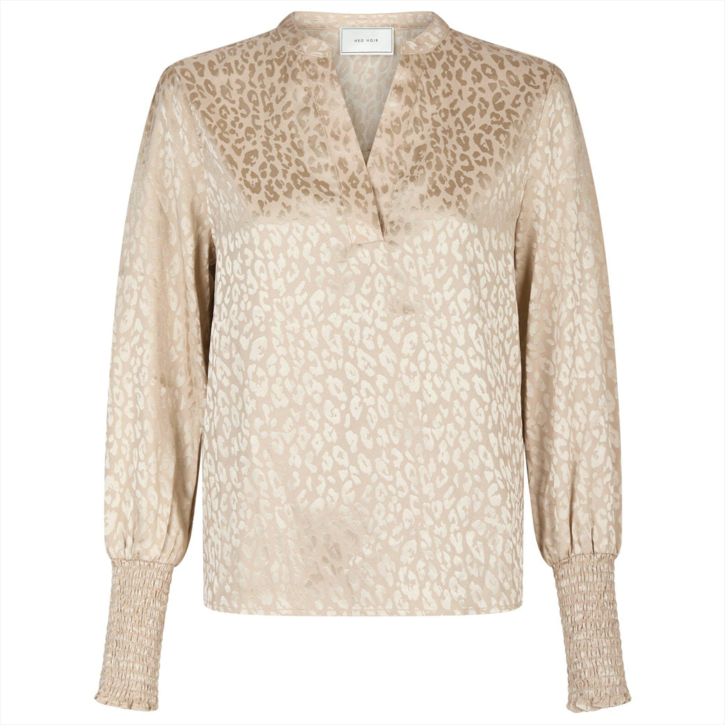 NEO NOIR Landa Leo Jaquard Blouse Champagne