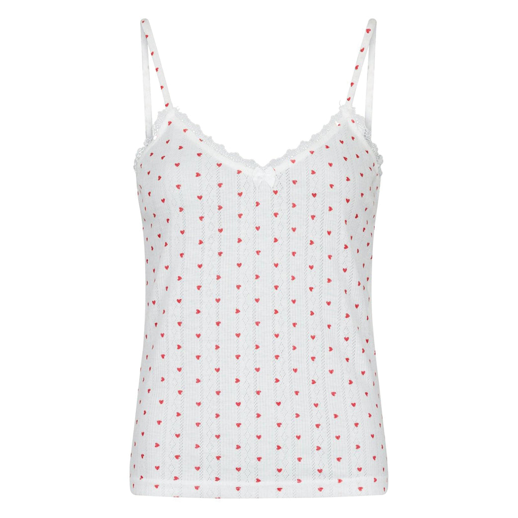 NEO NOIR Lindsay Pointelle Heart Top Hvid