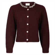 Indlæs billede til gallerivisning NEO NOIR Marie Stone Knit Cardigan Wine
