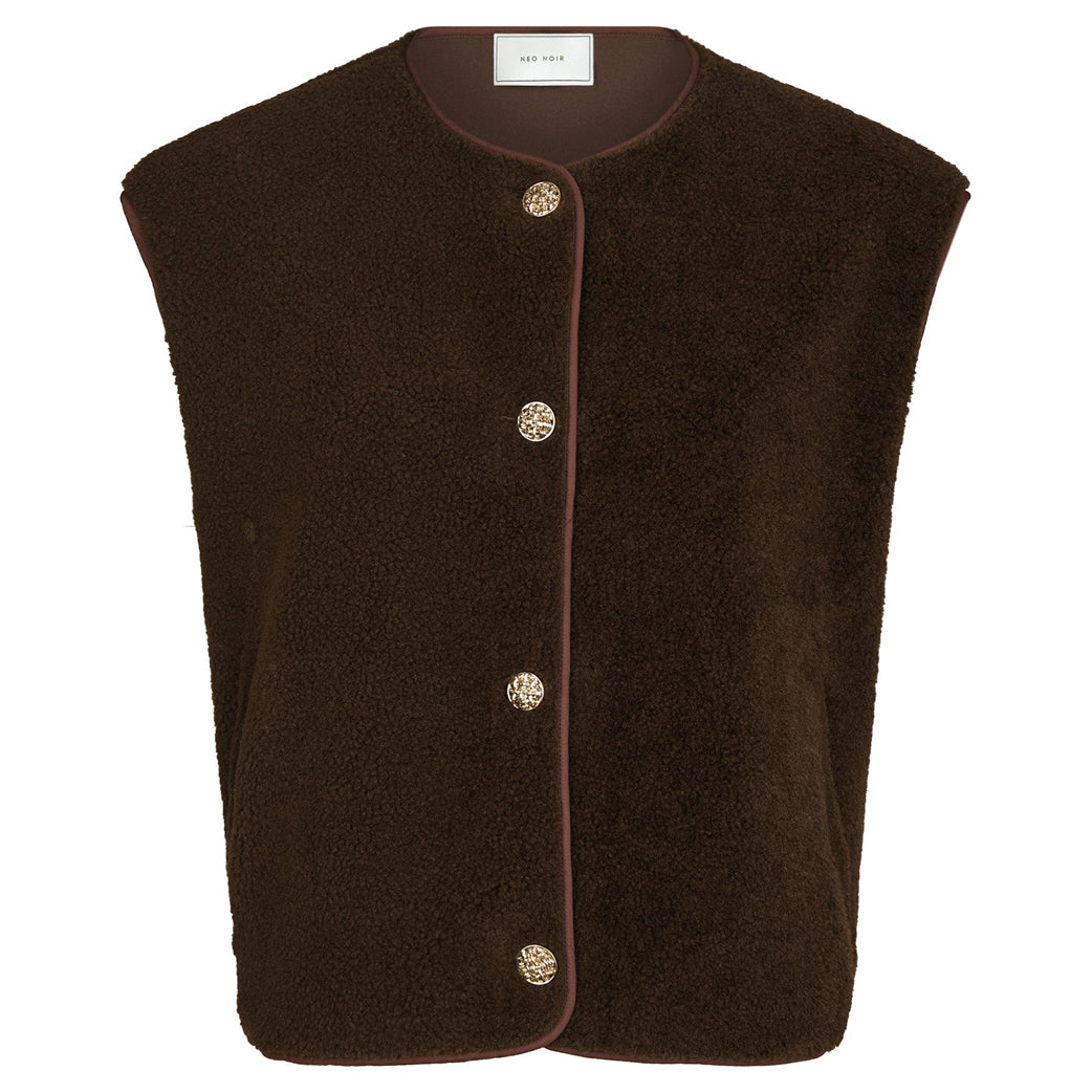 NEO NOIR Mariko Teddy Vest Dark Brown