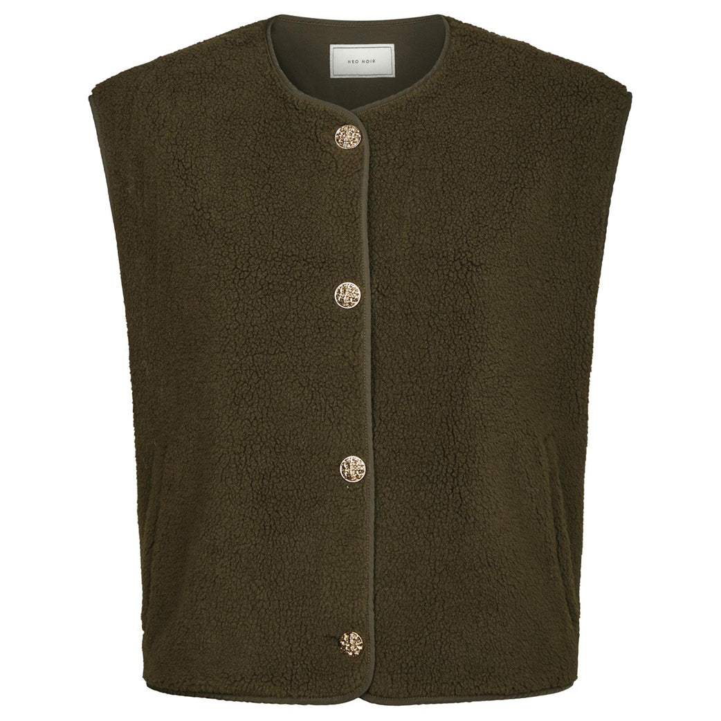 NEO NOIR Mariko Teddy Vest Army