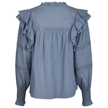 Indlæs billede til gallerivisning NEO NOIR Mauri Voile Blouse Smoke Blue
